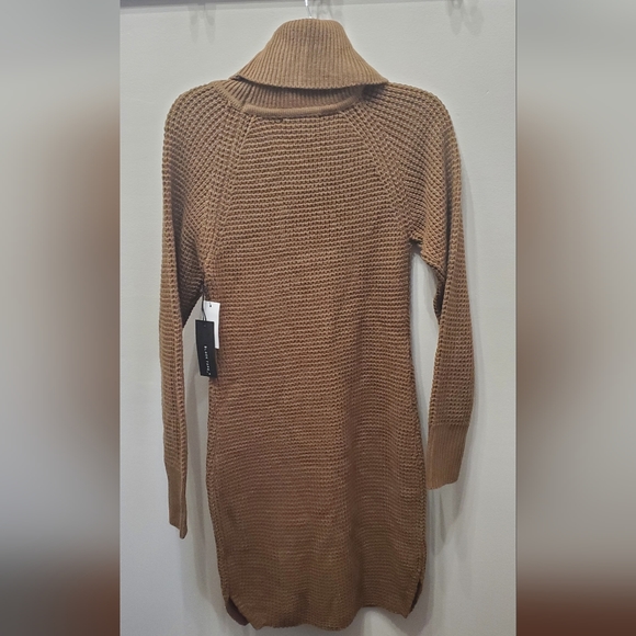 BLACK TAPE BROWN RAGLAN-SLEEVED TURTLENECK SWEATER DRESS - Picture 4 of 4